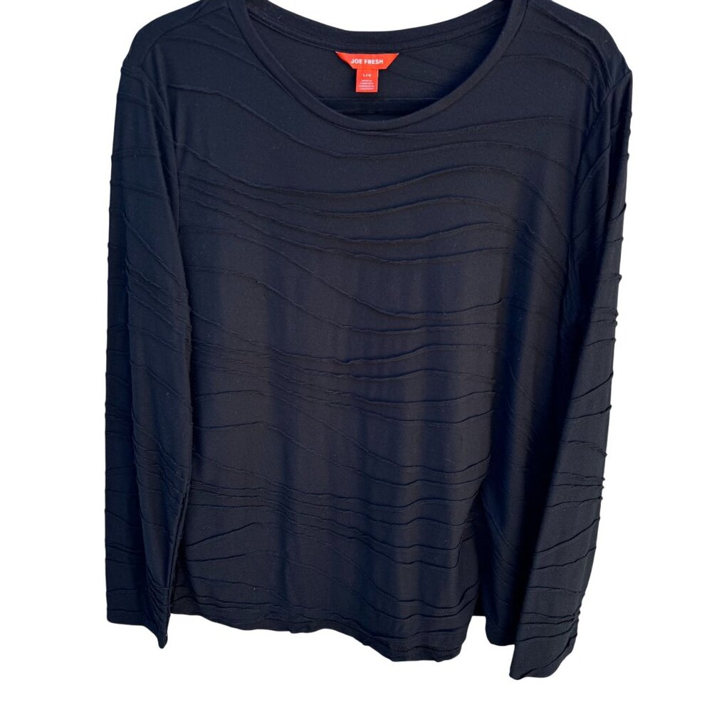 Joe Fresh Minimalist Layering Textured Wave Top Monochrome Black Womens L